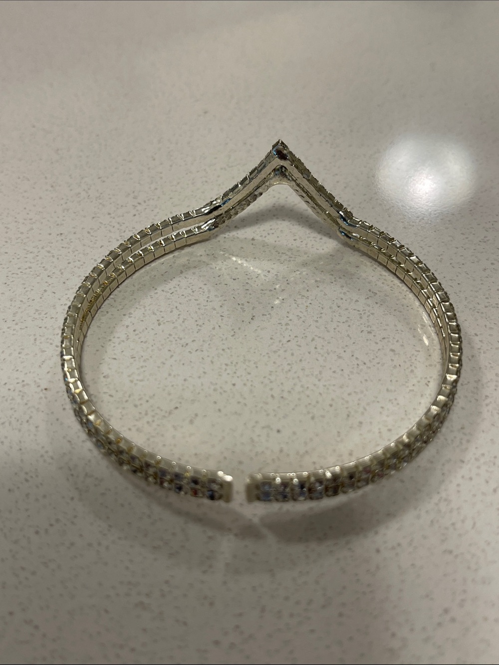 Silver Rhinestone V-Front Cuff Bracelet - Picture 5 of 5